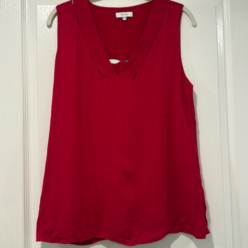 Reiss Red Sleeveless Silky Tank Top